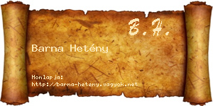 Barna Hetény névjegykártya